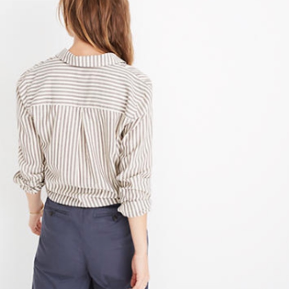 NWT Madewell Tie-Front Shirt in Maitland Stripe - Picture 2 of 7
